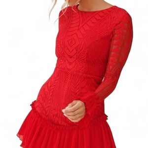 ❤️Hello Molly Lace Ruffle Cocktail Dress - NWT, M